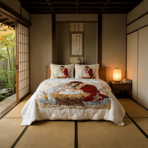 3ピースキルティングベッドセット - サンタクロースの魔法の世界
